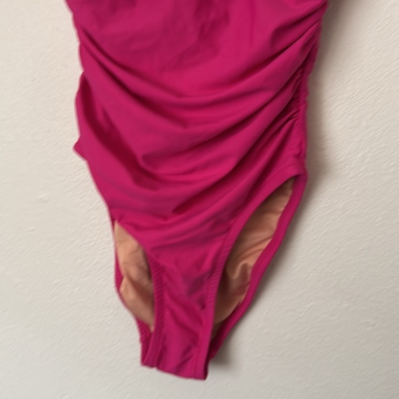J. Crew Ruched ruffle one-piece swimsuit in Radiant Fuchsia - Picture 5 of 9